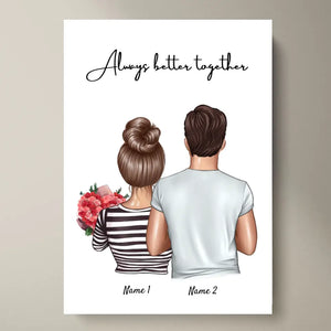 Lykkeligt par - personlig plakat (par, 1-3 børn) 