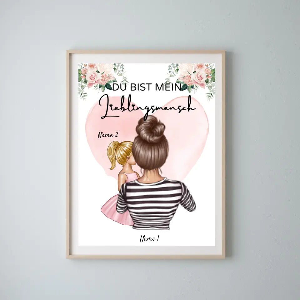 Mamma, min favoritperson - Personlig poster (mamma med 1-4 barn)