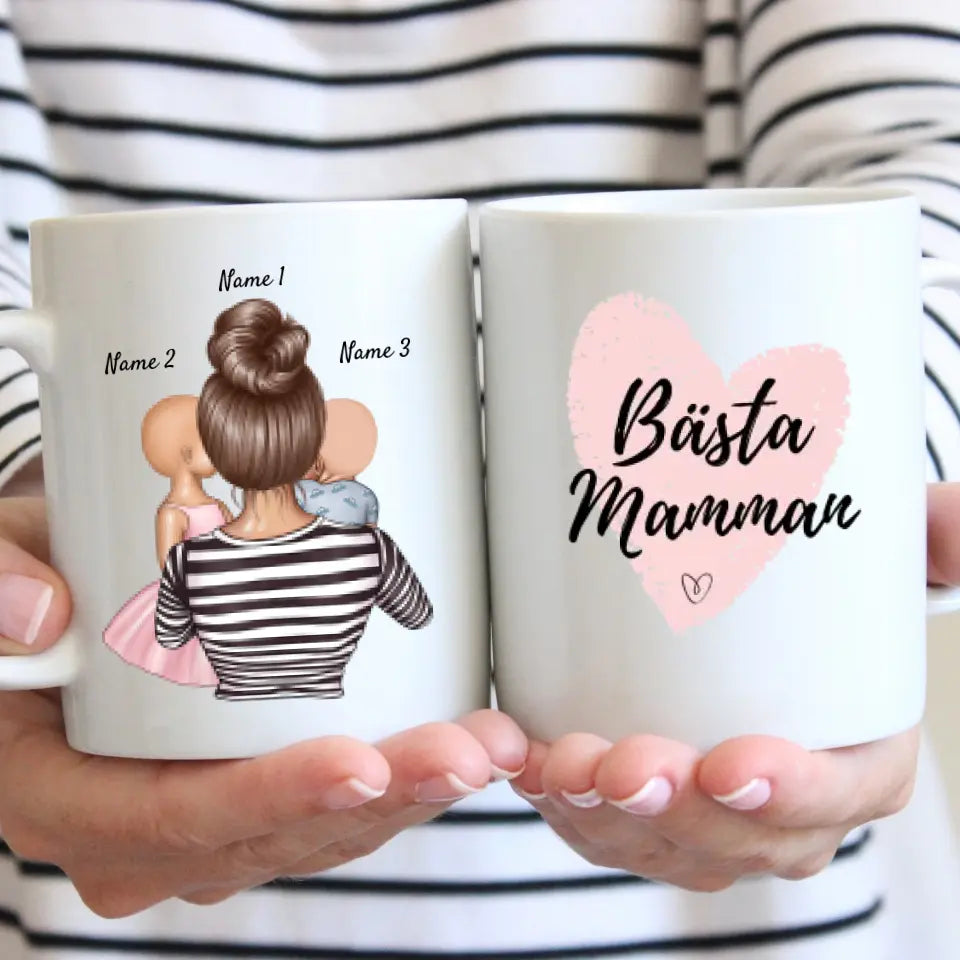 Bästa mamman - Personlig mugg (mamma med 1-4 barn)