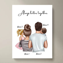 Ladda upp bild till gallerivisning, Lycklig familj - Personaliserad Poster (Föräldrar med 1-4 barn)
