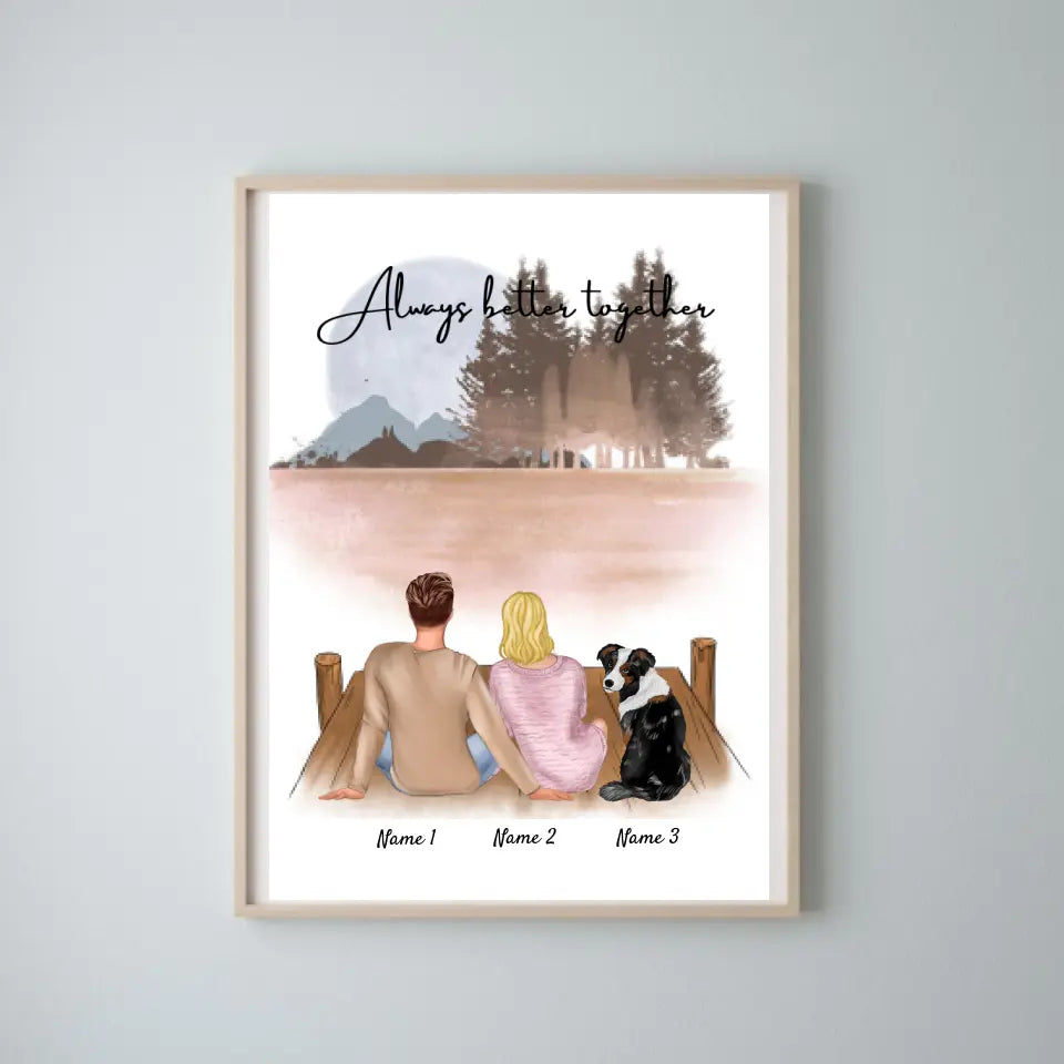 Par med husdjur - Personaliserad Poster (Par med hund eller katt)