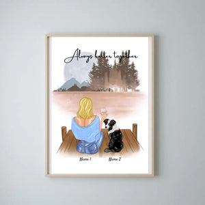 Mistress med husdjur - Personaliserad Poster (Kvinna med 1-2 katter eller hundar)