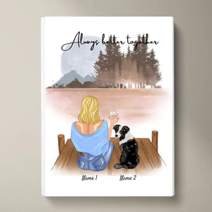 Elskerinde med kæledyr - Personlig plakat (kvinde med 1-2 katte eller hunde) 