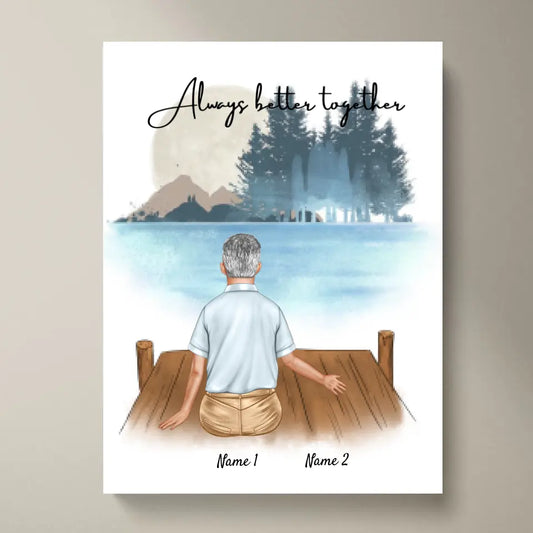 Favorit morfar med barnbarn - Personaliserad Poster (1-2 barnbarn)