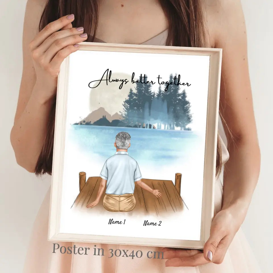 Favorit morfar med barnbarn - Personaliserad Poster (1-2 barnbarn)