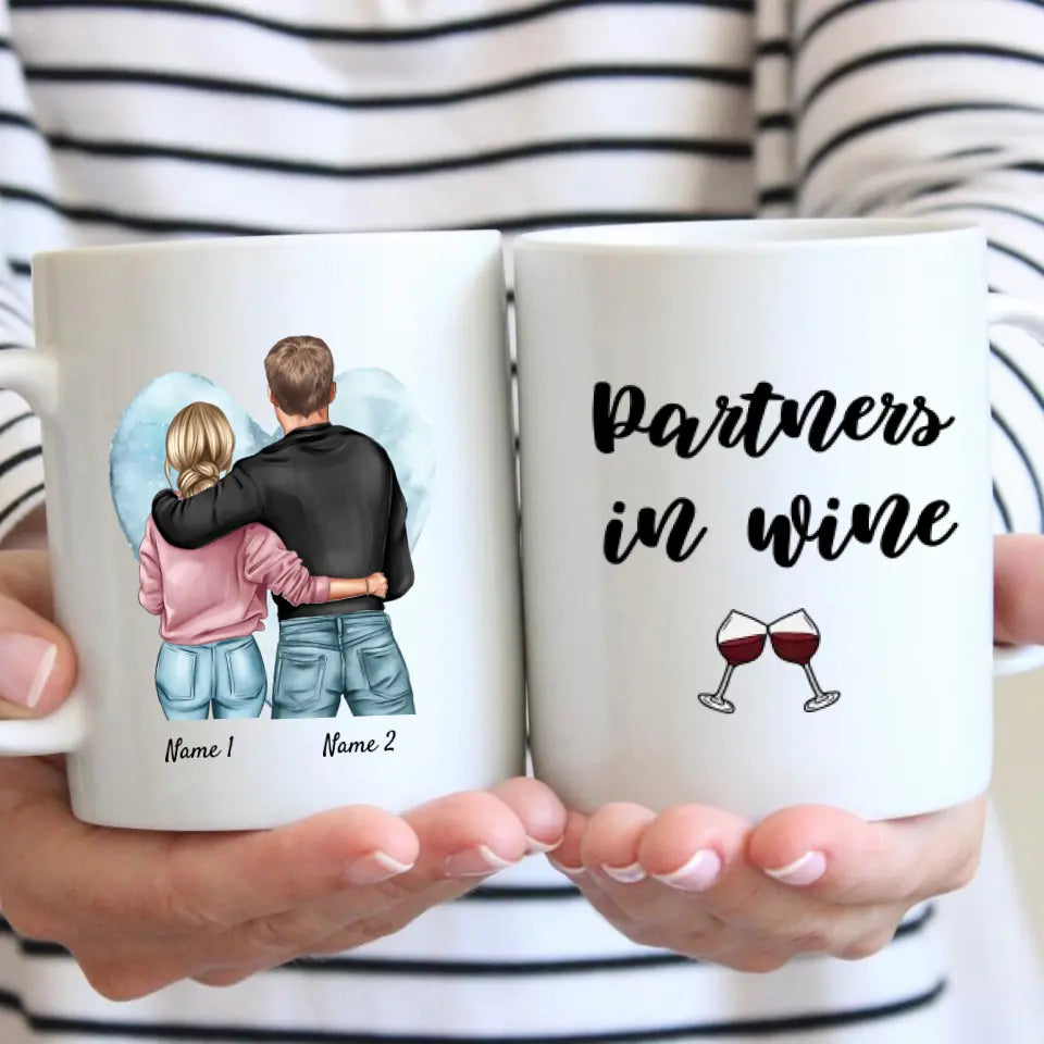 Partners in Wine - Personalisierte Pärchen-Tasse (Mann & Frau)
