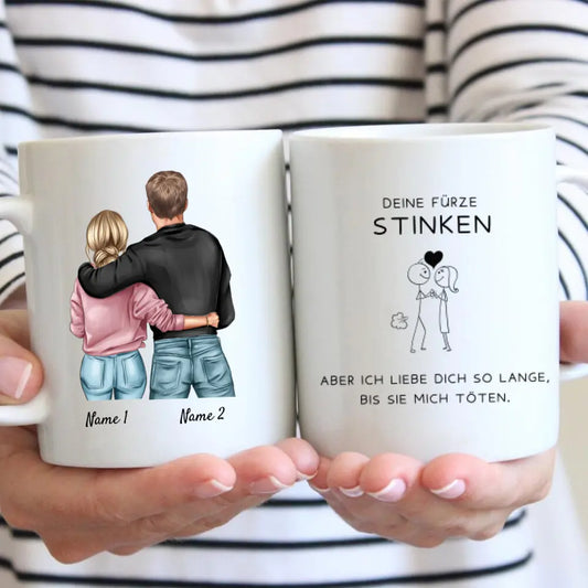 Dina fisar stinker, jag älskar dig - Personlig parmugg (man & kvinna), gåva till partner