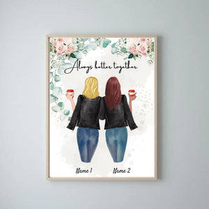 Bästa Flickvänner Läderjacka - Personaliserad Poster (2-3 personer)