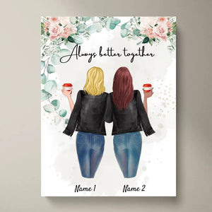 Bästa Flickvänner Läderjacka - Personaliserad Poster (2-3 personer)