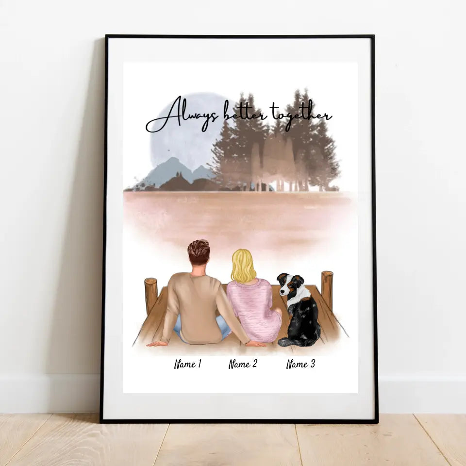 Par med husdjur - Personaliserad Poster (Par med hund eller katt)