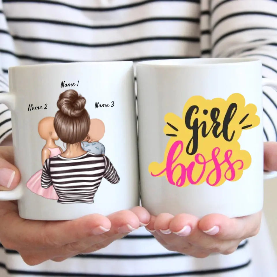 Girl Boss Mama - Personlig mugg (mamma med barn)