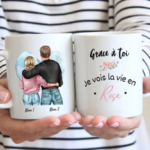 Ladda upp bild till gallerivisning, Grâce à toi, je vois la vie en rose -  Mug personnalisé pour couple (homme &amp; femme)
