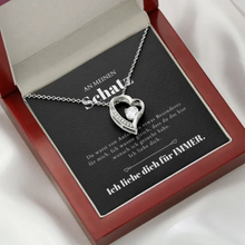 Ladda upp bild till gallerivisning, Ich liebe dich - Halskette mit Gold-Herzanhänger &amp; personalisierter Karte (Valentinstagsgeschenk)
