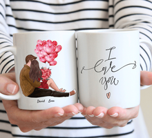 Ladda upp bild till gallerivisning, My Valentine &quot;Ich liebe dich jeden Tag&quot; - Personalisierte Pärchen-Tasse mit Spruch (Romatisches Geschenk)
