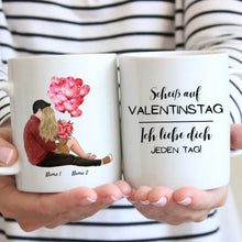 Ladda upp bild till gallerivisning, My Valentine &quot;Ich liebe dich jeden Tag&quot; - Personalisierte Pärchen-Tasse mit Spruch (Romatisches Geschenk)
