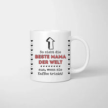 Indlæs billede til gallerivisning Beste Mama Kaffeetasse - Personalisierte Tasse (Frau mit 1-4 Kinder)
