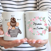 Ladda upp bild till gallerivisning, Mamie on t&#39;aime - Mug personnalisé (1-4 enfants, adolescents)
