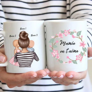 Mamie on t'aime - Mug personnalisé (1-4 enfants, adolescents)