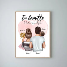 Ladda upp bild till gallerivisning, Happy Family, Famille heureuse - Poster Personnalisé (Parents avec 1-3 enfants)
