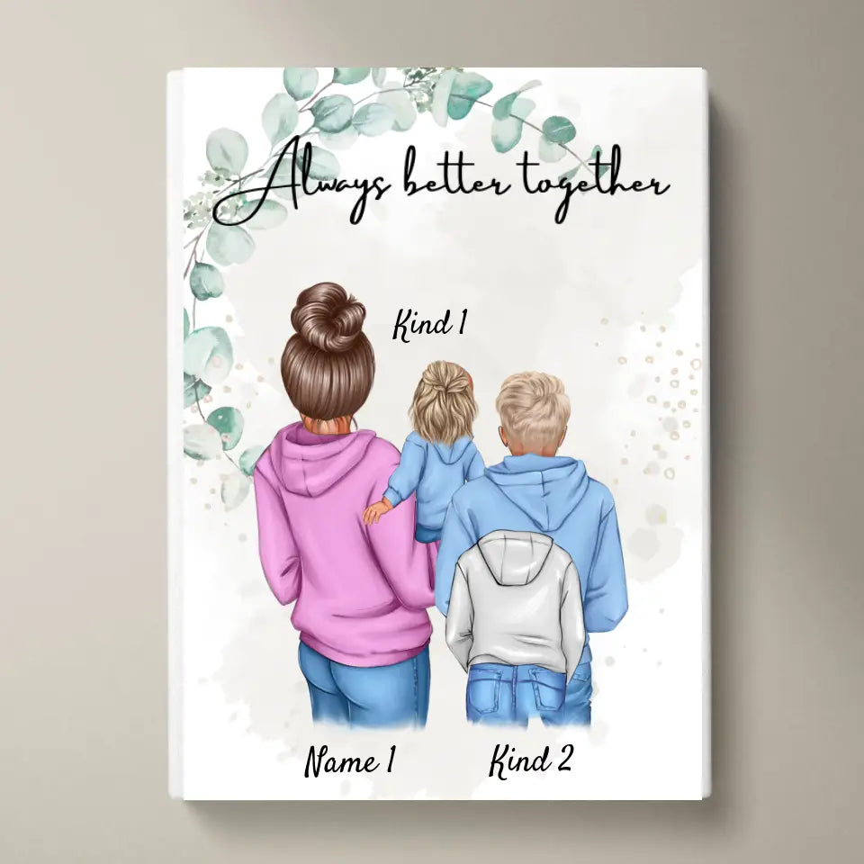 Bästa mamma-affisch - Personlig affisch (1-4 barn, tonåringar)