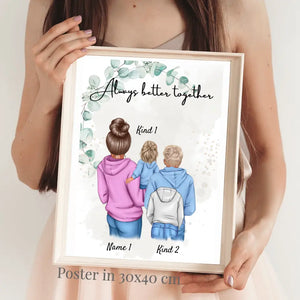 Bedste mor-plakat - personlig plakat (1-4 børn, teenagere) 