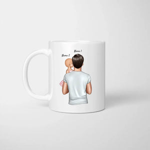 Pas besoin de cheveux pur etre un SUPER PAPA - Mug personnalisé (1-4 enfants)