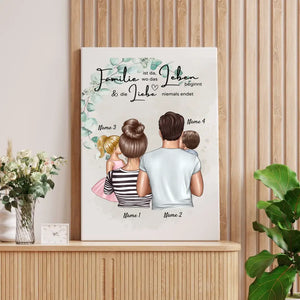 Wo die Liebe niemals endet - Personalisiertes Familien-Poster (Eltern mit Kinder)