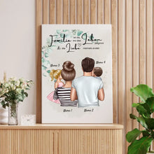 Ladda upp bild till gallerivisning, Wo die Liebe niemals endet - Personalisiertes Familien-Poster (Eltern mit Kinder)
