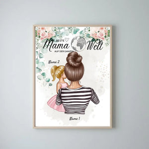 Verdens bedste mor - personlig plakat (mor med børn) 