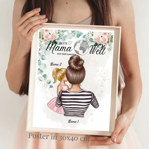 Verdens bedste mor - personlig plakat (mor med børn) 