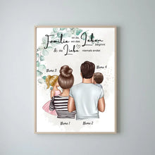 Ladda upp bild till gallerivisning, Wo die Liebe niemals endet - Personalisiertes Familien-Poster (Eltern mit Kinder)
