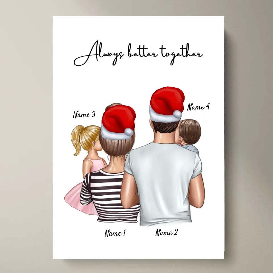 Familjen på jul - Personaliserad Poster