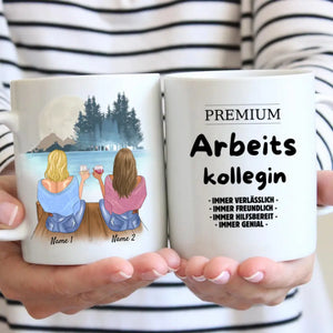 Premium Arbeitskollegin - Personalisierte Tasse Kolleginnen, Abschied, Jobwechsel, Geburtstag Büro (2-4 Personen)