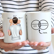 Indlæs billede til gallerivisning Papa = Schlechte Witze &amp; Abgehende Blähungen - Personalisierte Tasse für Väter (Vatertag 1-4 Kinder)
