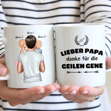 Indlæs billede til gallerivisning Lieber Papa, danke für die geilen Gene - Personalisierte Tasse für Väter (Vatertag 1-4 Kinder)
