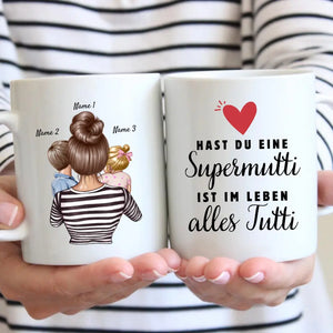 Supermutti, alles Tutti - Personalisierte Tasse (1-4 Kinder, Muttertag)