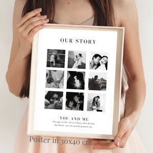 "Vår historia" Personligt fotocollage för par, din partner