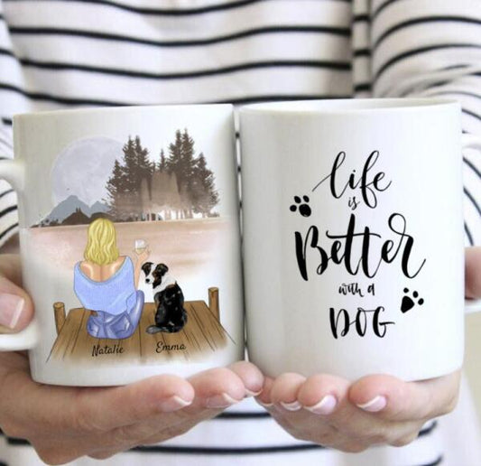 Für die beste Hundemama - Personalisierte Tasse (Frau mit Hund oder Katze, Muttertag)