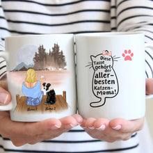 Indlæs billede til gallerivisning Für die beste Katzenmama - Personalisierte Tasse (Frau mit Katze oder Hund, Muttertag)
