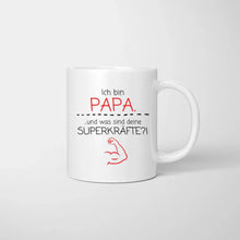 Ladda upp bild till gallerivisning, Ich bin Papa und was sind deine Superkräfte? - Personalisierte Tasse für Väter (Vatertag 1-4 Kinder)
