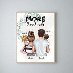 More than Family - Personalisiertes Familien Poster (Eltern mit 1-4 Kindern)