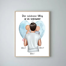 Indlæs billede til gallerivisning Der schönste Weg ist der gemeinsame! - Personalisiertes Vatertag Poster (Papa mit 1-4 Kindern)
