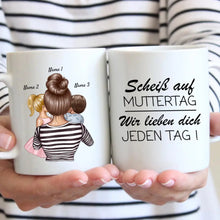 Ladda upp bild till gallerivisning, Manche nennen es Chaos, wir nennen es Familie - Personalisierte Familien Tasse (Muttertag, Vatertag mit 1-4 Kinder)
