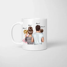 Indlæs billede til gallerivisning Mama gibt es nur einmal! - Personalisierte Familien Tasse (Muttertag, Vatertag mit 1-4 Kinder)
