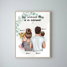 Ladda upp bild till gallerivisning, Der schönste Weg ist der Gemeinsame - Personalisiertes Familien Poster (Eltern mit 1-4 Kindern)

