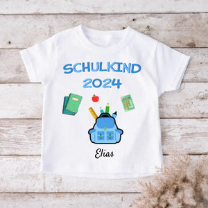 Skolebarn 2023 - Personlig T-shirt til børn, der starter i skole (100% bomuld)