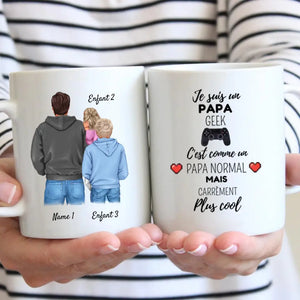 Je suis un papa geek - Mug personnalisé (1-3 enfants, adolescents)