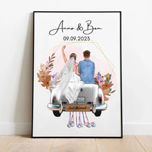 Ladda upp bild till gallerivisning, &quot;Just Married&quot; Personalisiertes Poster mit Rahmen zur Hochzeit - Für Ehepaare, Braut &amp; Bräutigam, Geldgeschenk, Hochzeitsgeschenk
