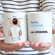 Ladda upp bild till gallerivisning, Papa, L&#39;homme, Le mythe, La légende - Mug personnalisé (Fête des pères, 1-4 enfants)
