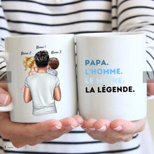 Ladda upp bild till gallerivisning, Papa, L&#39;homme, Le mythe, La légende - Mug personnalisé (Fête des pères, 1-4 enfants)
